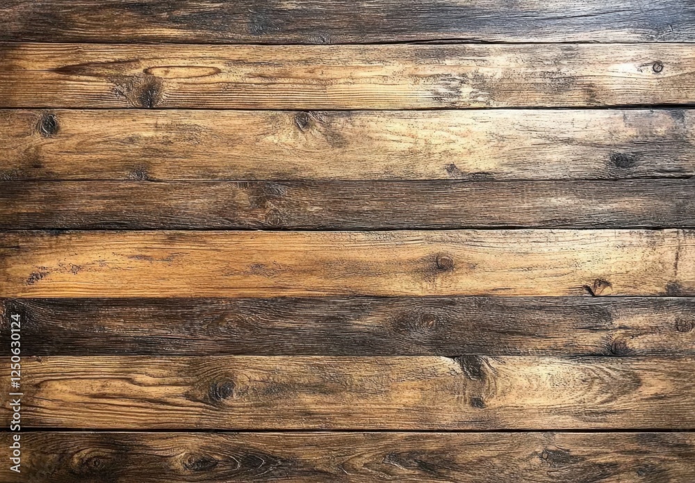 Naklejka premium Wooden planks background, rich tones, horizontal texture, ideal for product display