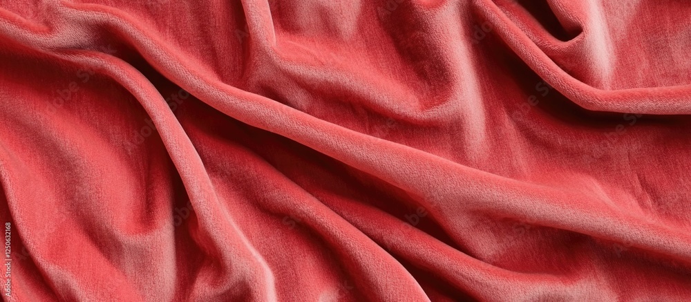 Obraz premium Elegant red crumpled velvet fabric draped over a smooth rectangular surface creating a rich and luxurious textile background.
