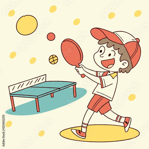 Enthusiastic young sportsman playing ping pong with energy and vigor