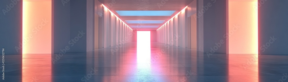 Futuristic corridor, glowing lights, bright exit, sleek design, website banner Futuristic corridor, glowing lights, bright exit, sleek design, website banner