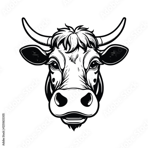 black and white cow head icon