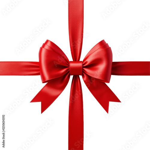 Red ribbon bow on white background.