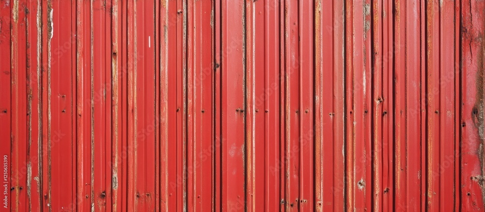 Textured red galvanized iron plate background with a vertical striped pattern suitable for industrial and architectural designs.