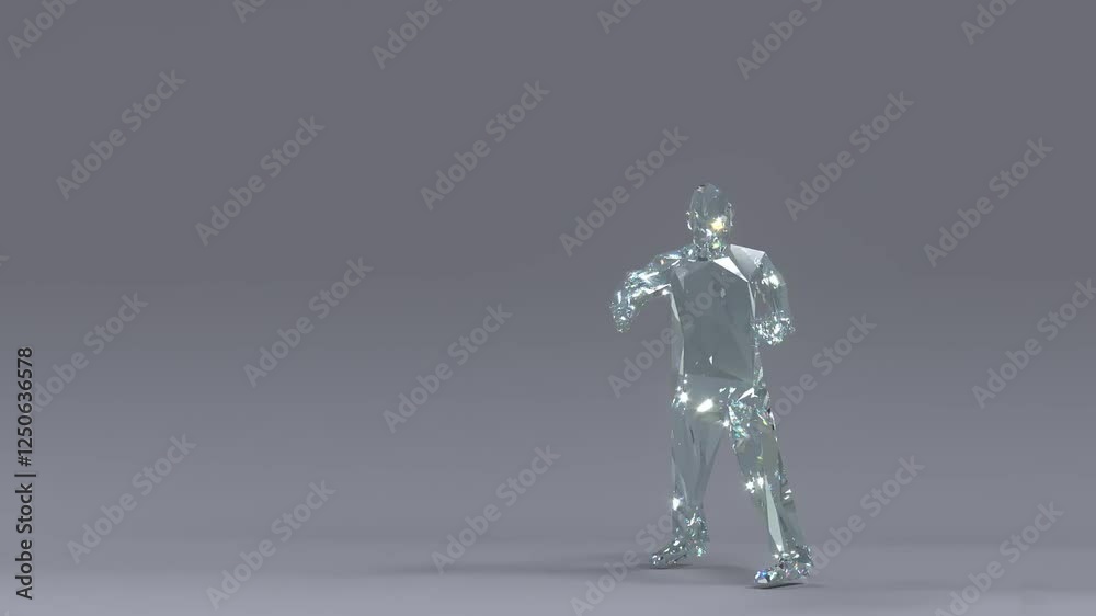 3d animation. Diamond Character The character fights a shadow. 3d animation. Diamond Character The character fights a shadow.