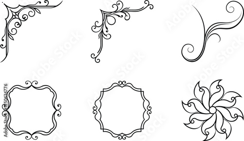 Elegant Flourishes Corner Designs, Frames, and Floral Swirls