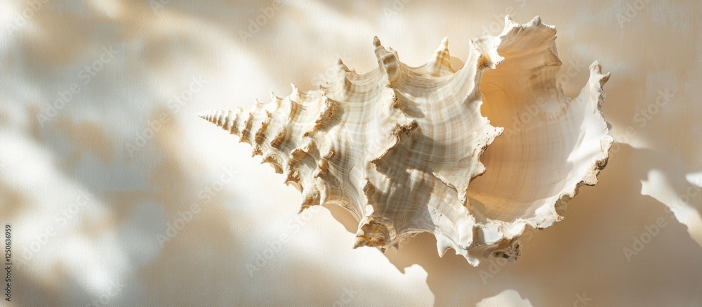 Seashell with intricate details displayed on a soft light background highlighting its natural beauty and texture. Seashell with intricate details displayed on a soft light background highlighting its natural beauty and texture.