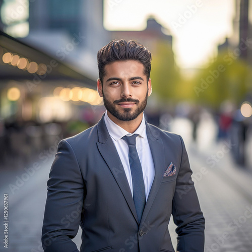 young indian businessman standing at outdoor photo