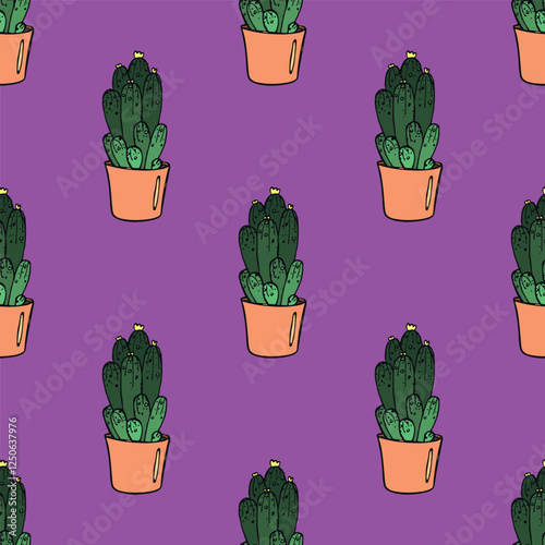 Seamless pattern with cactus doodle for decorative print, wrapping paper, greeting cards and fabric