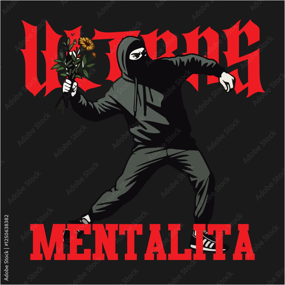 illustration vector graphic of Football fans ultras hooligan wear balaclava and jacket design for logo, t-shirt, etc
