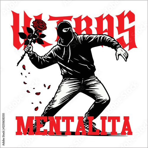 illustration vector graphic of Football fans ultras hooligan wear balaclava and jacket design for logo, t-shirt, etc