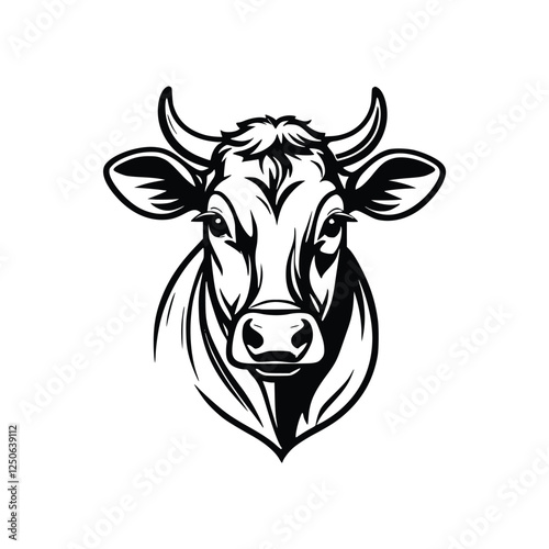 black and white cow head icon