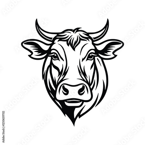 black and white cow head icon