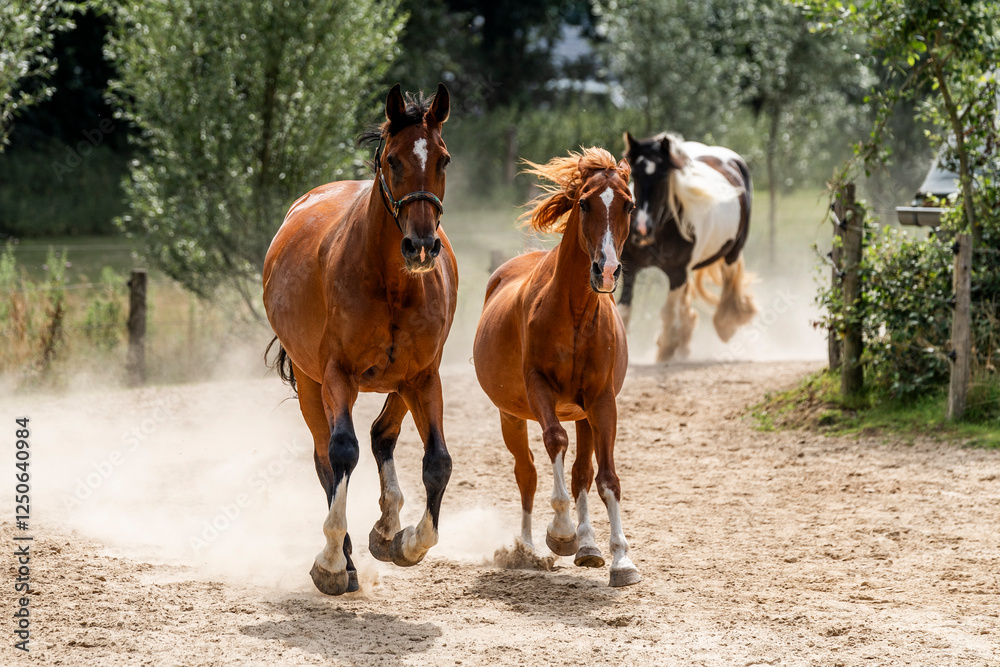 Obraz premium horse equine behaviour living environment pretty summer green natural