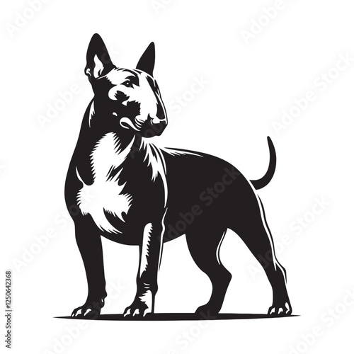 Stylish Bull Terrier silhouette for use in creative projects - Bull Terrier illustration - minimal Bull Terrier vector - dog silhouette

