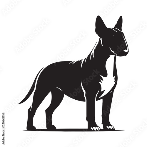 Striking Bull Terrier silhouette with well-defined breed structure - Bull Terrier illustration - minimal Bull Terrier vector - dog silhouette
