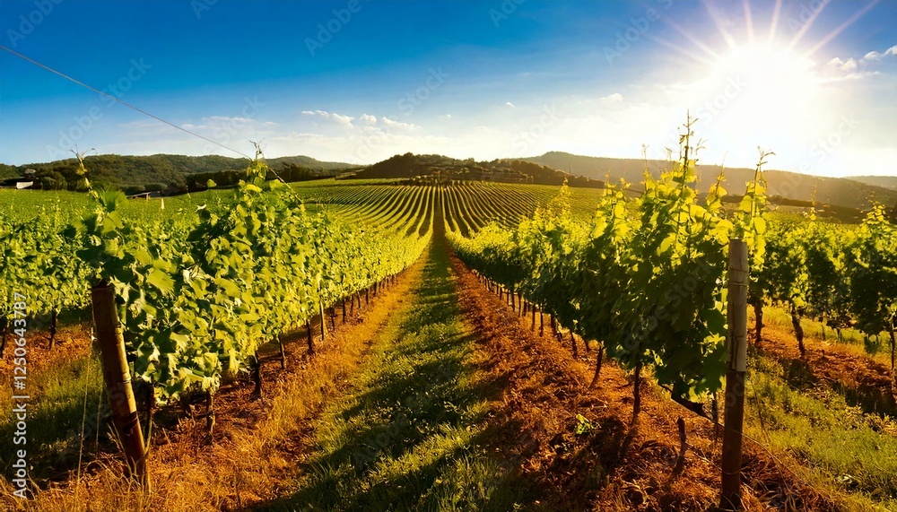 Naklejka premium vineyard with rows of grapevines