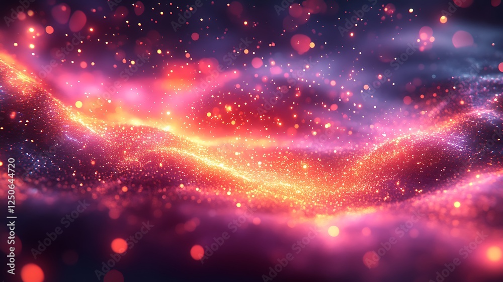Obraz premium Digital data explosion with neon cyber particles and futuristic animation