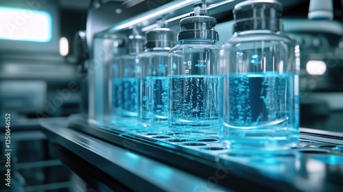 Hydrogen fuel cell water byproduct, futuristic energy lab, pure water condensing from fuel cell reaction, sleek high-tech design
