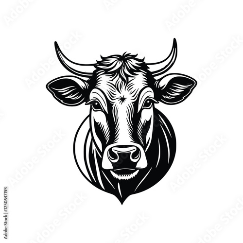 black and white cow head icon