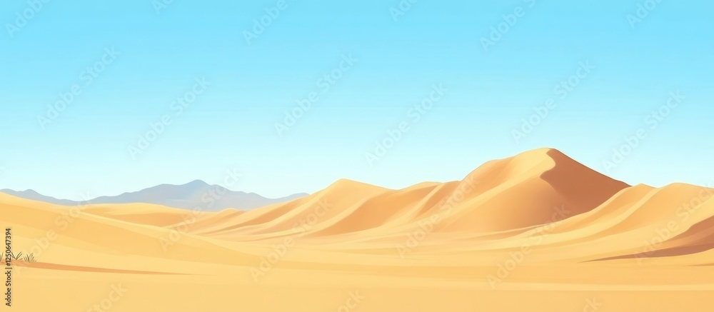 Serene desert landscape with rolling sand dunes and a clear blue sky for tranquil outdoor background or travel-themed projects Serene desert landscape with rolling sand dunes and a clear blue sky for tranquil outdoor background or travel-themed projects