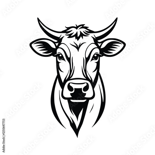 black and white cow head icon