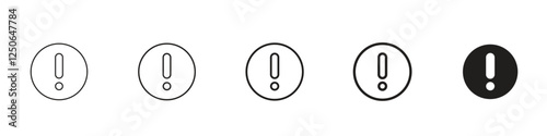 set of 5 pixel perfect Exclamation interface icon with 1 unexpanded, 1 silhouette, Exclamation icon for warnings, alerts, important notifications and caution signs