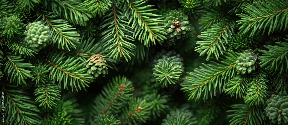 Lush green spruce pine branches with cones creating a rich natural background pattern perfect for seasonal and outdoor themes Lush green spruce pine branches with cones creating a rich natural background pattern perfect for seasonal and outdoor themes