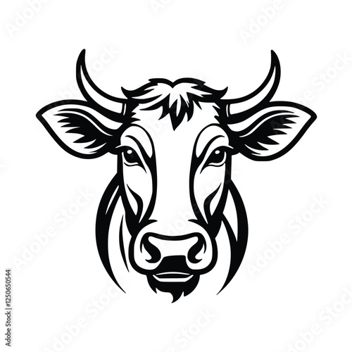 black and white cow head icon