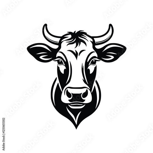 black and white cow head icon