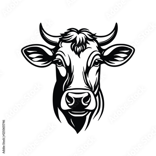 black and white cow head icon