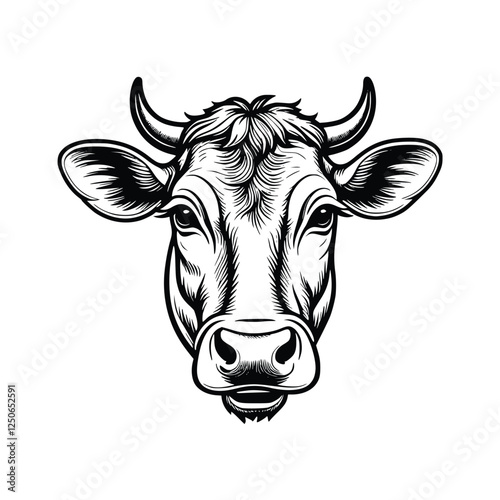 black and white cow head icon