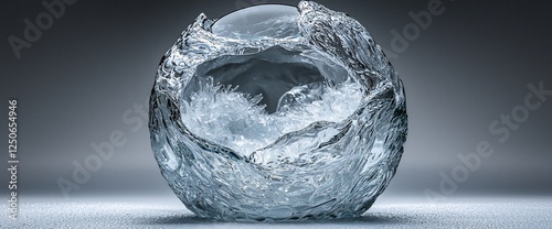 Abstract ice sphere, textured design, studio shot photo