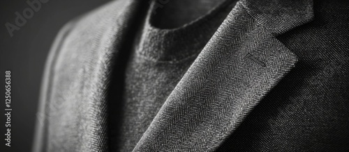 Gray fabric jacket close-up on textured background showcasing textile details and color variations for fashion and design applications. photo