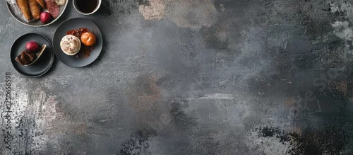 Panel kuchenny z motywem Dark concrete textured background suitable for food presentation and styling in culinary photography and advertising campaigns.