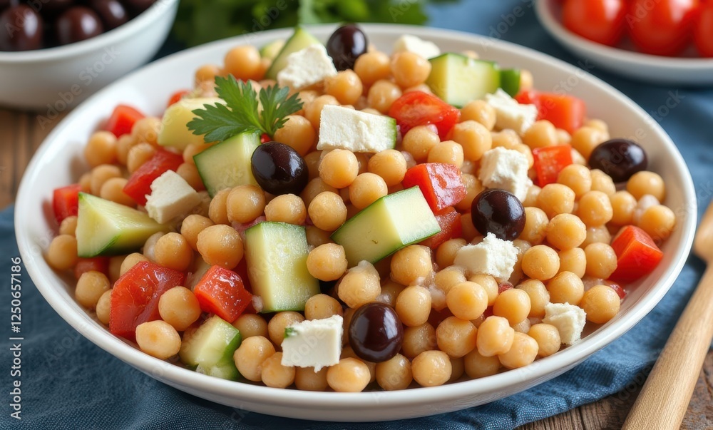Colorful chickpea salad with fresh vegetables Colorful chickpea salad with fresh vegetables