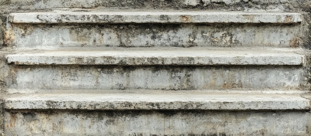 Closeup of worn gray concrete stairs showing detailed stone texture and weathered appearance ideal for backgrounds and architectural themes Closeup of worn gray concrete stairs showing detailed stone texture and weathered appearance ideal for backgrounds and architectural themes