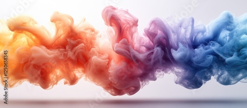 Vibrant watercolor ink swirling in water creating a stunning array of colors against a clean white background photo