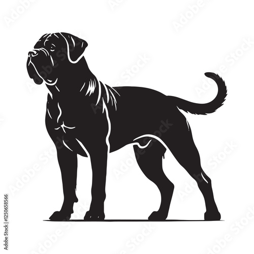 Cane Corso silhouette capturing the breed’s muscular structure - Cane Corso illustration - minimal Cane Corso vector - dog silhouette
