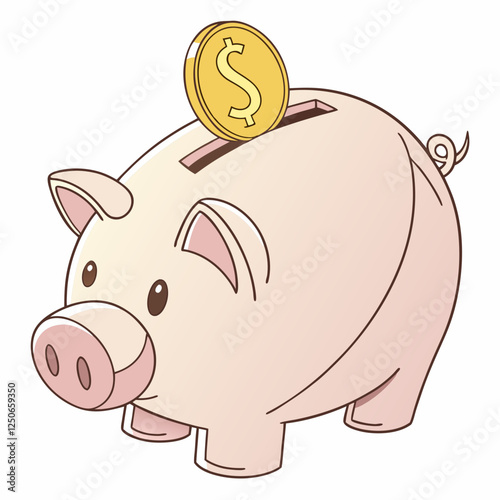 Piggy bank with golden coin