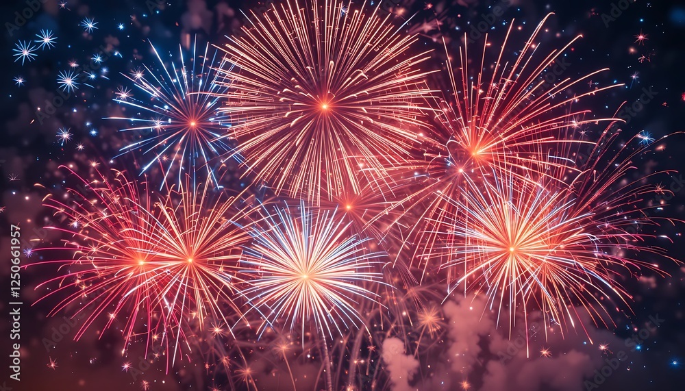 Fototapeta premium Festive Fireworks Display Illuminating Night Sky