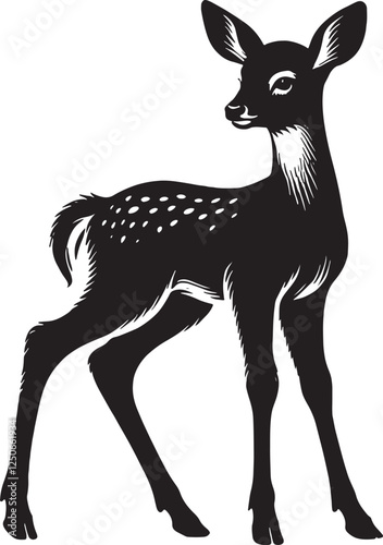 cute fawn (Baby Deer) vector silhouette.