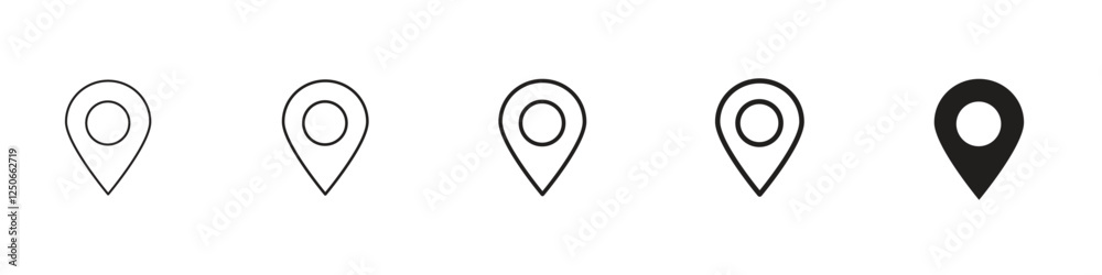 set of 5 pixel perfect Map Marker icon with 1 unexpanded, 1 silhouette, Map marker for navigation, location, GPS and travel-related designs set of 5 pixel perfect Map Marker icon with 1 unexpanded, 1 silhouette, Map marker for navigation, location, GPS and travel-related designs