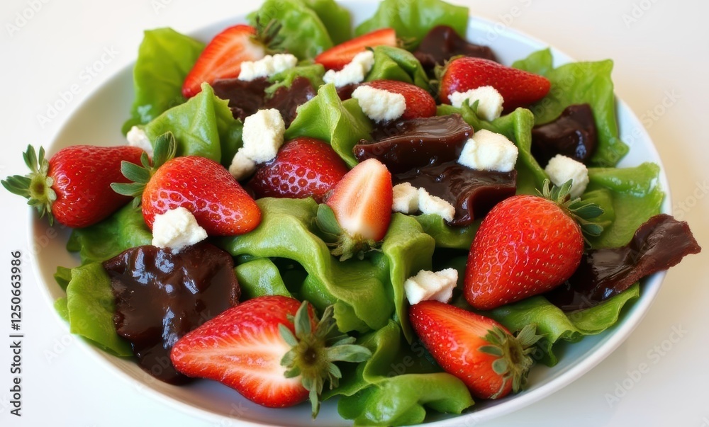 Fresh strawberry salad with chocolate drizzle Fresh strawberry salad with chocolate drizzle