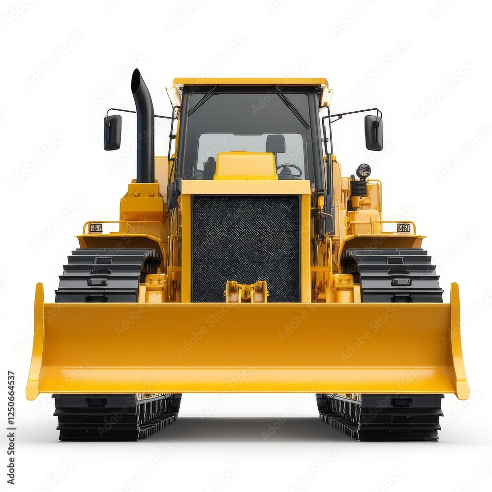 Fototapeta premium Yellow Tractor Front View Isolated (1)