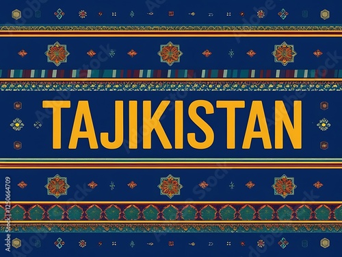 Tajikistan National Pattern With Country Name Displayed photo