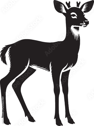 cute fawn (Baby Deer) vector silhouette.