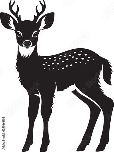 cute fawn (Baby Deer) vector silhouette.