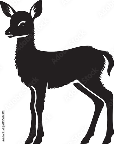 cute fawn (Baby Deer) vector silhouette.