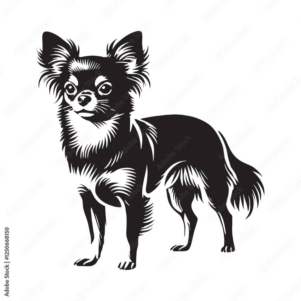 Obraz premium Chihuahua silhouette presenting a confident and stylish stance - Chihuahua illustration - minimal Chihuahua vector - dog silhouette 