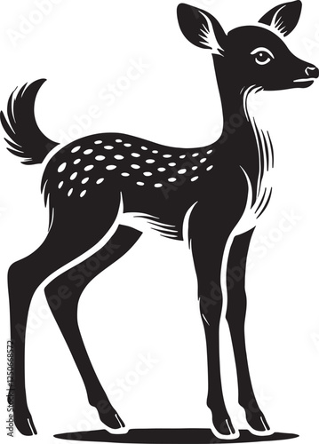 cute fawn (Baby Deer) vector silhouette.